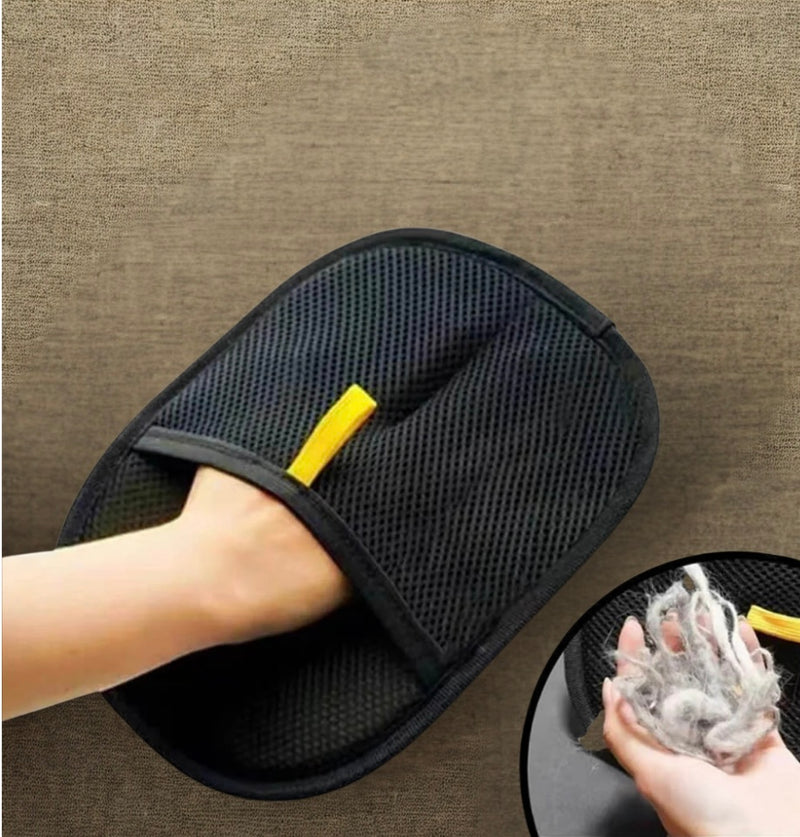 PawMigo pet hair remover glove lifting fur from fabric
