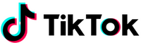 TikTok logo with colorful design on a white background
